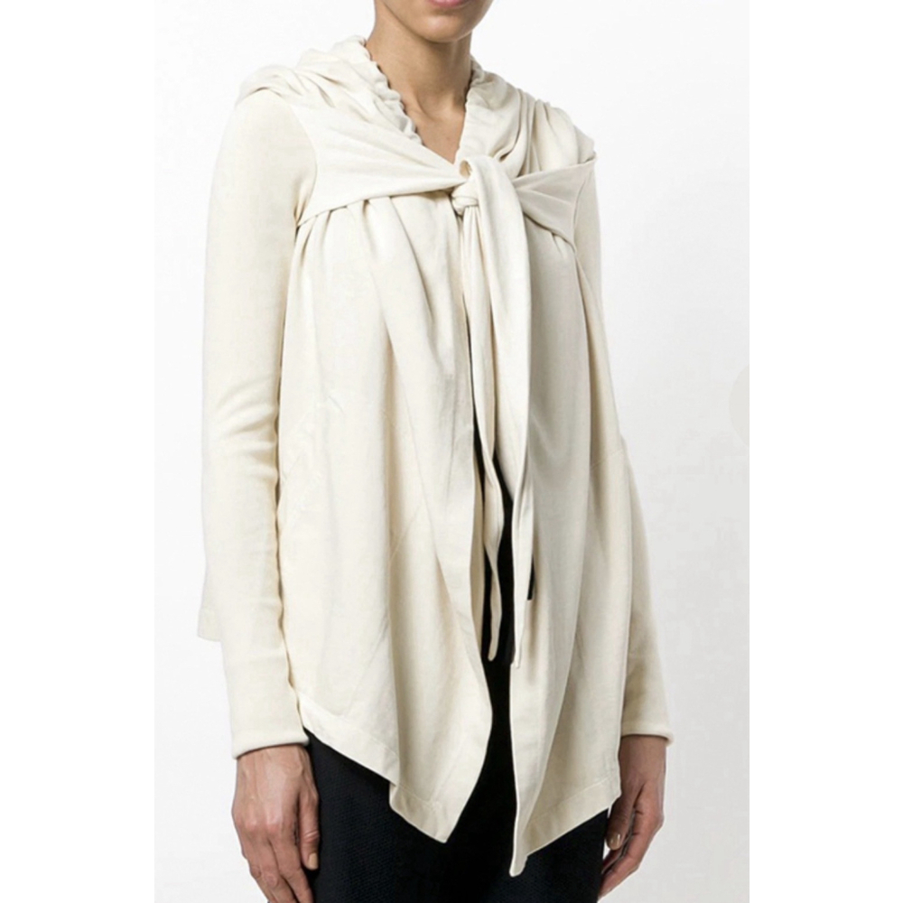 Rick Owens Olmar Mirta Jacket Hoodie Cotton Knit Milk Ivory Med - Picture 11 of 14